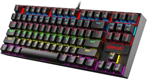 Vista 15 de Redragon Teclado mecánico para juegos K552P TKL con 18 modos de retroiluminación, interruptores rojos intercambiables en caliente, diseño ergonómico