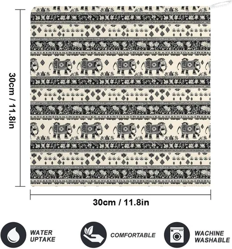 Vista 2 de Decorative Hand Towels for Bathroom - Retro Elephant Pattern Print Soft Absorbent Small Bath Hand Towels for Kitchen, Farmhouse, Spa, Hotel, Guest