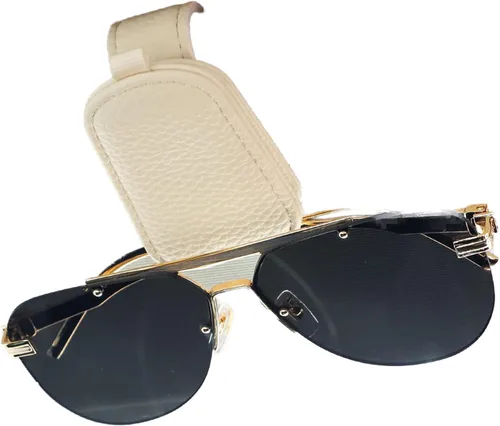 Vista 10 de SINGARO Soporte para lentes de sol para coche, clip magnético de hebilla de cuero para visera solar, clip para lentes de sol con almacenamiento