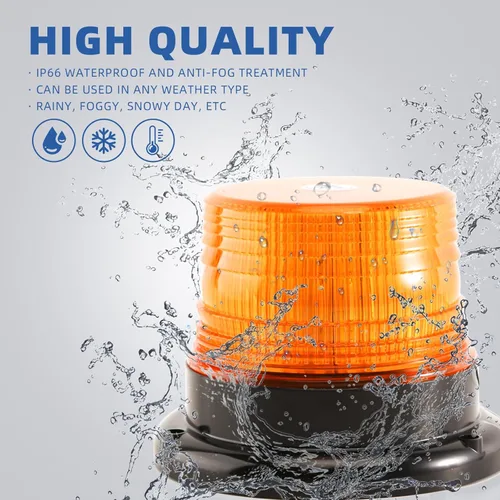 Vista 6 de Luces de baliza estroboscópicas ámbar con base magnética, barra de luz mini de emergencia de flash de seguridad de 12-24V para camiones, vehículos