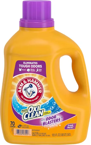Vista 20 de ARM & HAMMER Plus OxiClean with Odor Blasters - Detergente líquido para ropa, removedor de olores de lavandería, ataca manchas, aroma botánico