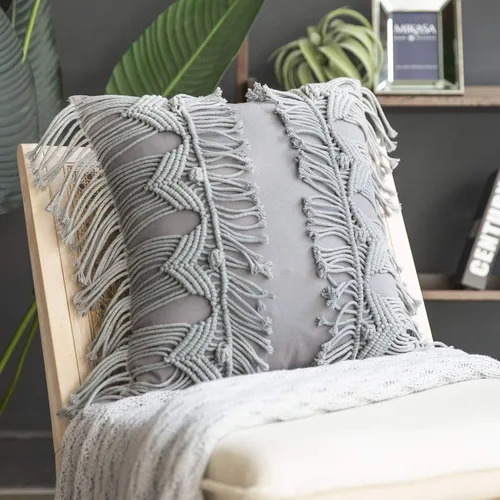 Vista 10 de Phantoscope Almohada Decorativa de Algodón Macramé Hecha a Mano Simétrica 3D Tejida a Crochet Estilo Boho Almohada de Granja con Relleno Incluido