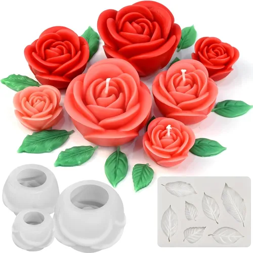 Vista 17 de Moldes para velas con forma de corazón, moldes de silicona de ángel bebé en flor para hacer velas, DIY jabón de flores aromaterapia fundición