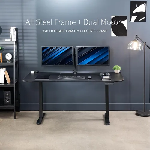 Vista 6 de VIVO DESK-KIT-E2B1B - Escritorio eléctrico de pie con motor doble, ajuste de altura de memoria, serie E2B, marco negro superior negro, DESK-KIT-E2B1B