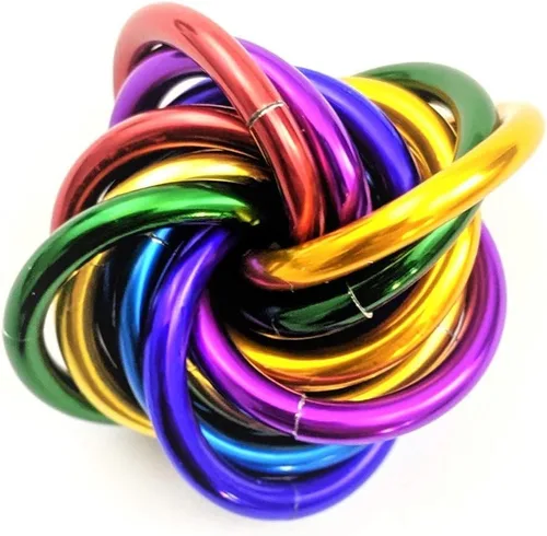 Vista 52 de Bola Fidget Möbii (MultiColor): Herramienta de juguete silenciosa para aliviar el estrés, ansiedad y estimular el ADHD para el hogar, viajes, Cromo