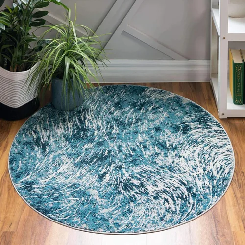 Vista 27 de Unique Loom Oasis Collection - Alfombra de área moderna, de pelo alto y bajo, envejecida, vintage, abstracta (2' 0 x 3' 0, rectangular, azul/gris)