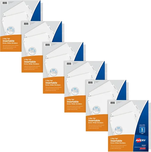 Vista 16 de Avery Separadores Insertables de Solapas Extra Anchas para Carpetas de 3 Anillos, Juego de 5 Solapas, Papel Blanco, Solapas Transparentes, Funciona