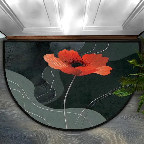 Vista 17 de Felpudo Semicircular de Animales Libélula Boho Lavable Tapete Semicírculo Antideslizante Absorbente Alfombras de Media Luna para Entrada