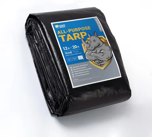 Vista 160 de GUARD SHIELD - Lona resistente, impermeable, de polietileno, gruesa, resistente a los rayos ultravioleta, con ojales, para exteriores, 6 x 8 pies