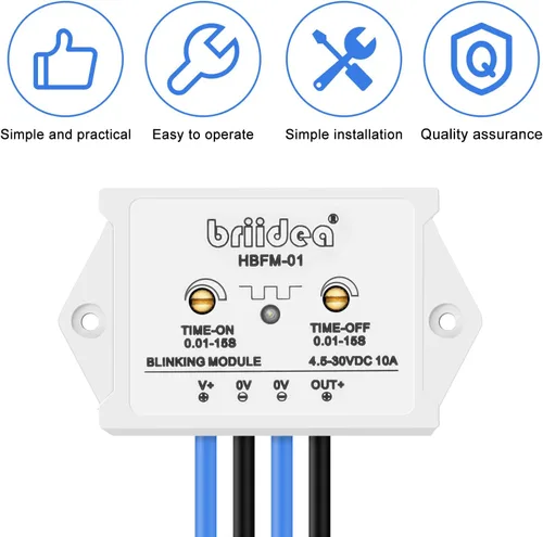 Vista 2 de Briidea Módulo de Parpadeo Intermitente de 10 Amperios DC 4.5-30V Adecuado para Varias Lámparas de Advertencia, Impermeable