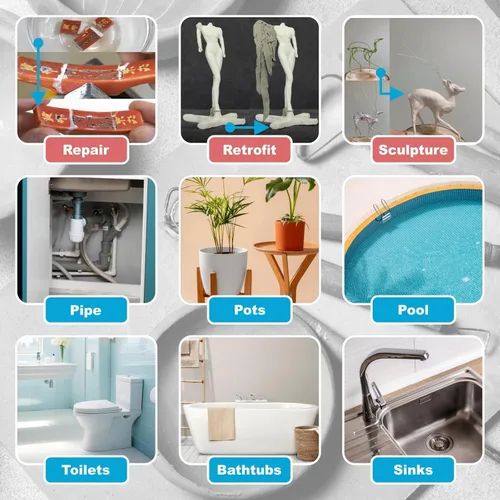 Vista 2 de 1 Libra de Arcilla de Escultura de Masilla Epoxy Negra, Compuesto de Modelado de 2 Partes (A & B) para Esculpir, Modelar, Construir, Reparar