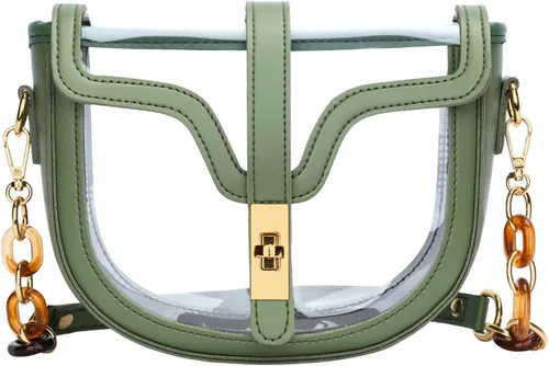 KKXIU Bolso cruzado transparente para mujer, de piel vegana, aprobado para estadios, para concierto, al hombro, deportivo, bolso transparente
