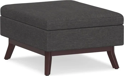 Vista 17 de SIMPLIHOME Owen Mesa de Centro Rectangular Moderna de Mediados de Siglo de 34 pulgadas de Ancho con Otomana de Almacenamiento en Tela de Poliéster