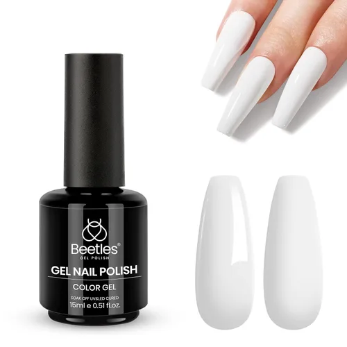 Vista 173 de Beetles - Esmalte de uñas de gel blanco perla, 0.5 onzas líquidas, color blanco perla, brillante, sirena, concha nacarada, esmalte de uñas de gel