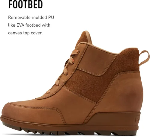 Vista 4 de SOREL Botín Evie Sport de encaje para mujer gamuza y piel impermeables tenis de cuña al tobillo botines