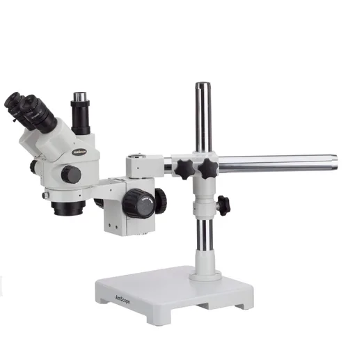 AmScope Microscopio de zoom bloqueable estéreo simul-Focal 7X-45X en soporte de brazo único