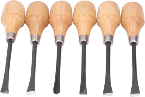 Vista 5 de Juego de cinceles para tallar madera, herramientas manuales de escultura, mango hemisférico, herramientas para carpintería, accesorios