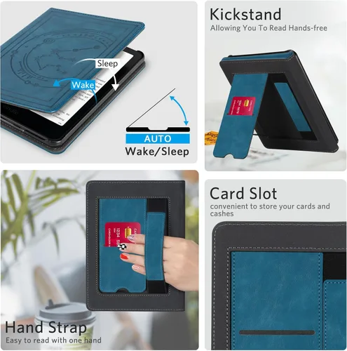 Vista 100 de CoBak Funda inteligente para Kindle Paperwhite de 6.8" de 11ª generación 2021 con función de encendido automático, ligera, delgada, de piel **Salvia