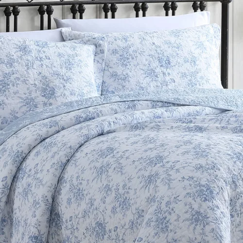 Vista 6 de Laura Ashley Home - Juego de edredón individual, ropa de cama reversible de algodón con flores, decoración del hogar para todas las estaciones