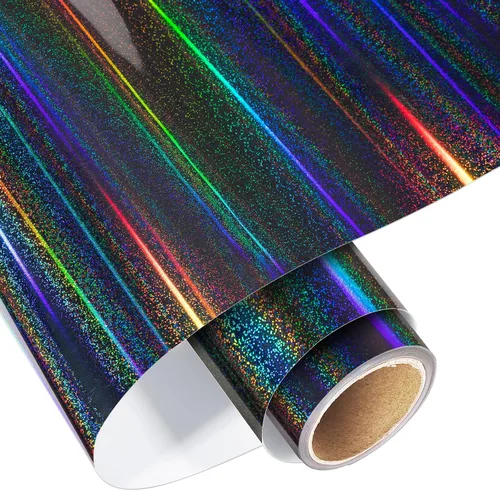 VINYL FROG Rollo de vinilo adhesivo holográfico de 12 pulgadas x 5 pies, vinilo permanente color gris brillante, arco iris, vinilo para cortar