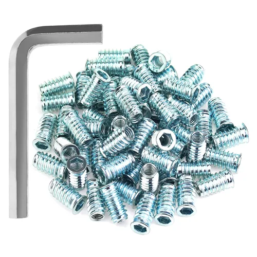 Vista 17 de HELIFOUNER 1/4-20 Insertos roscados, insertos de madera, insertos roscados de acero para tornillos de muebles de madera, 145 piezas de 1/4"-0.787 x