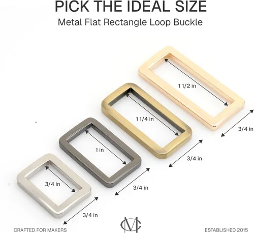 Vista 5 de CRAFTMEMORE Hebilla de anillos rectangulares planos de metal para bolsa, correa de cinturón, acabado de calidad de bucle resistente, paquete de 6