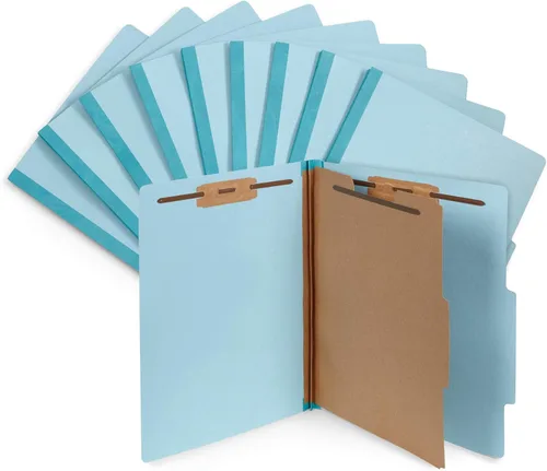 Vista 6 de 10 carpetas de clasificación azules – 1 divisor – Expansiones Tyvek de 2 pulgadas – 2 puntas duraderas, para archivos médicos, archivos de clientes
