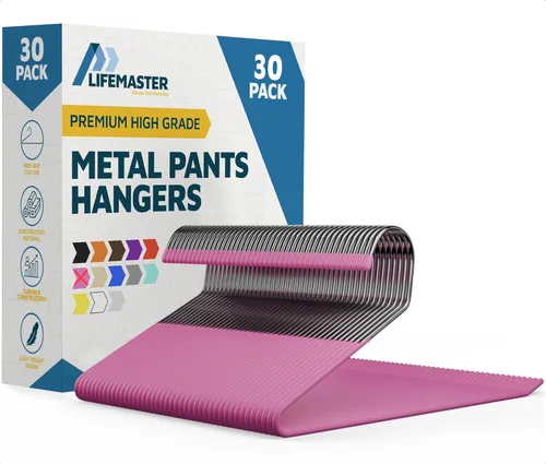 Vista 18 de Lifemaster Juego de perchas para pantalones de metal - 20 piezas Elegante juego de perchas para guardarropa con ahorro de espacio y antideslizantes