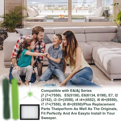 Vista 3 de Paquete de 18 piezas de repuesto compatibles con serie E/i/j, E5 E6 E7 i2 i3 i3+i4 i4+ i6 i6+ i7 i7+ i8 i8+/Plus, 2 juegos de cepillos de rodillo