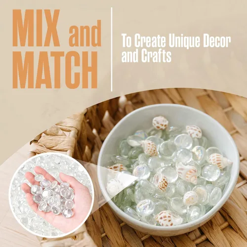 Vista 30 de Houseables Cuentas de vidrio para jarrones, canicas para jarrones, canicas de vidrio, relleno, cuentas azules, planas, gemas azules, manualidades