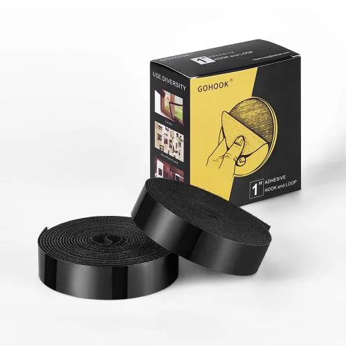 Vista 7 de Cinta adhesiva de gancho y bucle de 1 pulgada, 5 yardas, cierre de tiras autoadhesivas de alta resistencia, color negro
