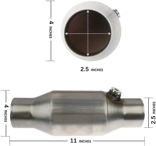 Vista 3 de MAYASAF - Convertidor catalítico universal de entrada/salida de 2.5 pulgadas (6.35 cm), con puerto O2 (Cumple con la EPA)