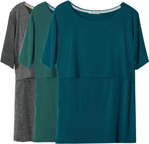 Smallshow - Camisetas de mujer para maternidad, manga corta prendas de lactancia