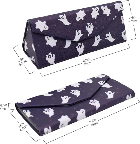Vista 2 de REAL SIC Estuche rígido plegable magnético para todos los vidrios de HalloweenHorrorOculto de cuero ecológico