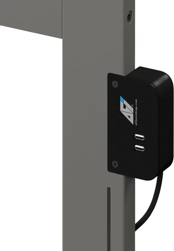 Vista 42 de AFI, Mission - Cabecero de madera maciza individual con cargador acoplable, color gris