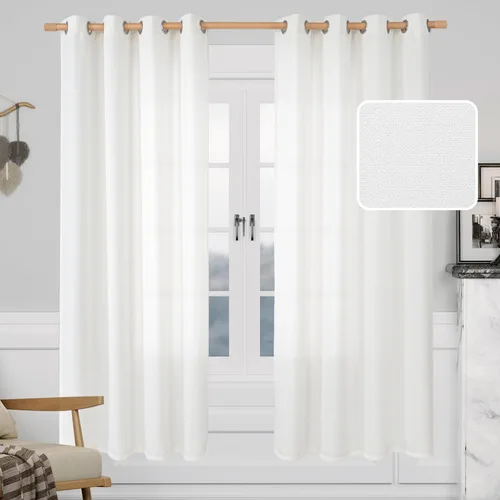 Vista 62 de LAMIT Cortinas de Lino Blancas Semitransparentes para Dormitorio, Paneles Filtrantes de Luz, Cortinas de Lino con Ojales de Protección de Privacidad