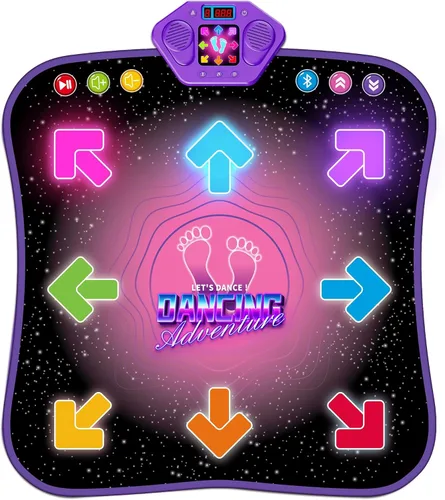 Vista 9 de Flooyes Alfombra de baile, juguetes para niños de 3 a 12 años, almohadilla de baile electrónica con 6 botones luminosos inalámbricos Bluetooth