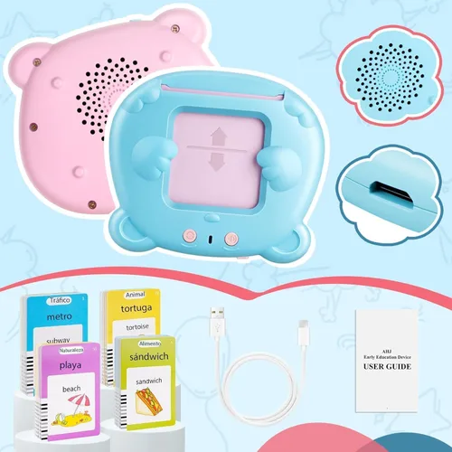 Vista 8 de Tarjetas flash parlantes en español e inglés para niños pequeños, tarjetas flash bilingües de aprendizaje Montessori con 224 palabras a la vista