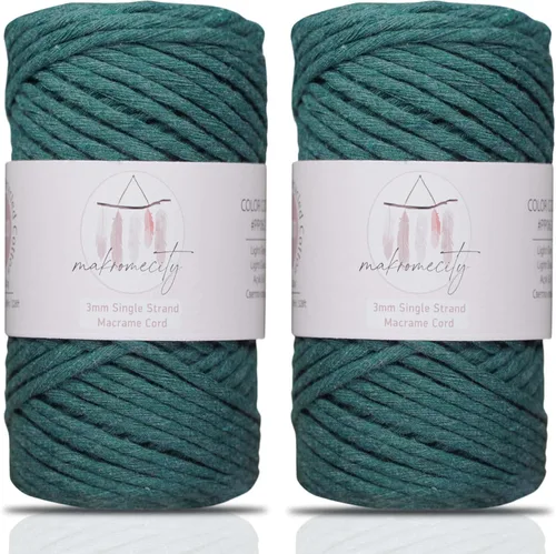 Vista 128 de Makromecity, Cordón de macramé de un solo hilo de 3 mm x 100 yardas (300 pies) de 3 mm de cordón de algodón azul bebé para arte y manualidades