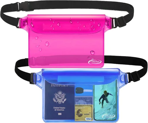 Vista 12 de AiRunTech Bolsa impermeable con correa para la cintura (paquete de 2) Accesorios de playa, la mejor manera de mantener tu teléfono y objetos