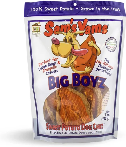 Sams Yams Golosinas de batata para perros, golosinas saludables para perros grandes – Golosinas para perros dulces hechas en Estados Unidos,