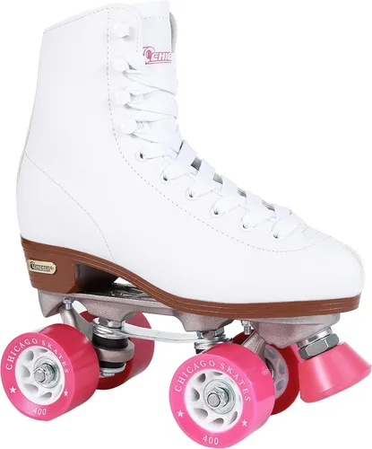 CHICAGO Skates Premium White Quad Roller Skates for Girls Beginners Classic Adjustable High-Top Design for Indoor or Outdoor Skates and Roller Derby
