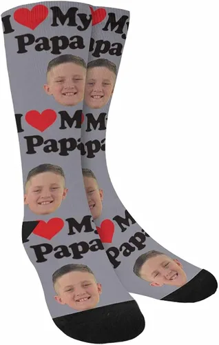 Calcetines personalizados para la cara convierten tu foto en Santa Claus calcetines personalizados unisex para regalo único