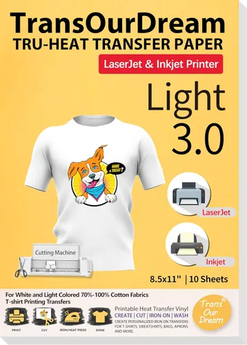 Vista 12 de TransOurDream Papel de transferencia de calor para planchar para camisetas oscuras (10 hojas de 8.5 x 11, oscuro 3.0) vinilo HTV imprimible