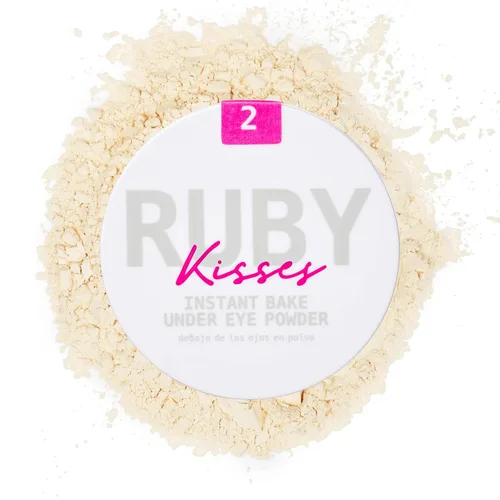 Ruby Kisses Instant Bake Undereye Powder - Polvo vegano, libre de crueldad animal para iluminar los ojos y maquillaje sin manchas