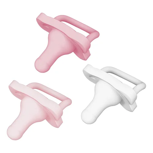 Dr. Brown's HappyPaci - Chupete de bebé 100% de silicona, diseño contorneado, rosa claro/rosa/blanco, 0-6 meses, sin BPA, 3 unidades (paquete de 12)