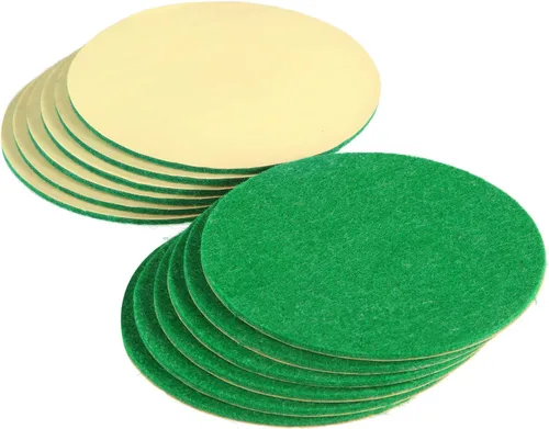 Vista 3 de Gejoy 94 mm Hockey Paddle Pads Self Adhesive Replacement Hockey Mallet Felt Pads Green Felt Sticker for 96 mm Pushers
