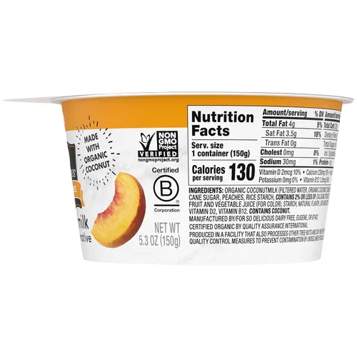 Vista 10 de So Delicious, yogur de leche de coco y melocotón, 5.3 onzas