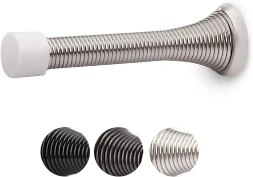 Vista 16 de HOMOTEK Paquete de 1 tope de puerta de resorte con parachoques de goma de 3-1/8", resorte flexible de servicio pesado, tope de puerta de pared