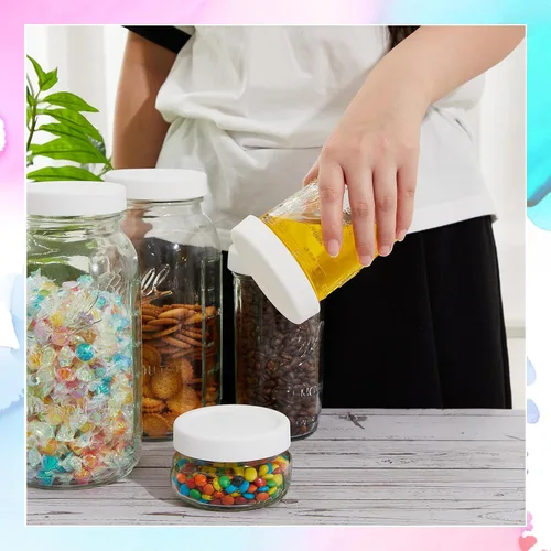 Vista 5 de 6 piezas de tapas de silicona de boca ancha para tarros de albañil, tapa gruesa a prueba de fugas para todos los tarros de albañil de 86 mm de boca